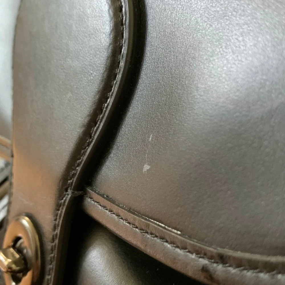 Coach Black Leather Backpack with Front Pockets